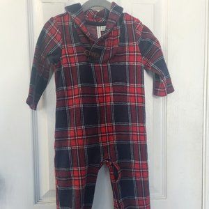 Janie and Jack Red Plaid One Piece Jumpsuit 12-18m